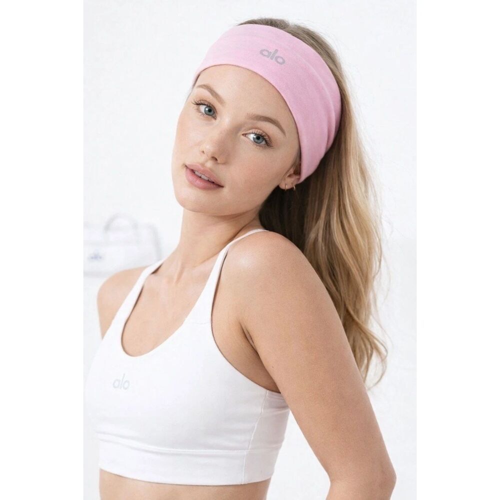 NWT Alo Yoga Pink Performance Conquer Headband Airlift Alosoft Gym Yoga